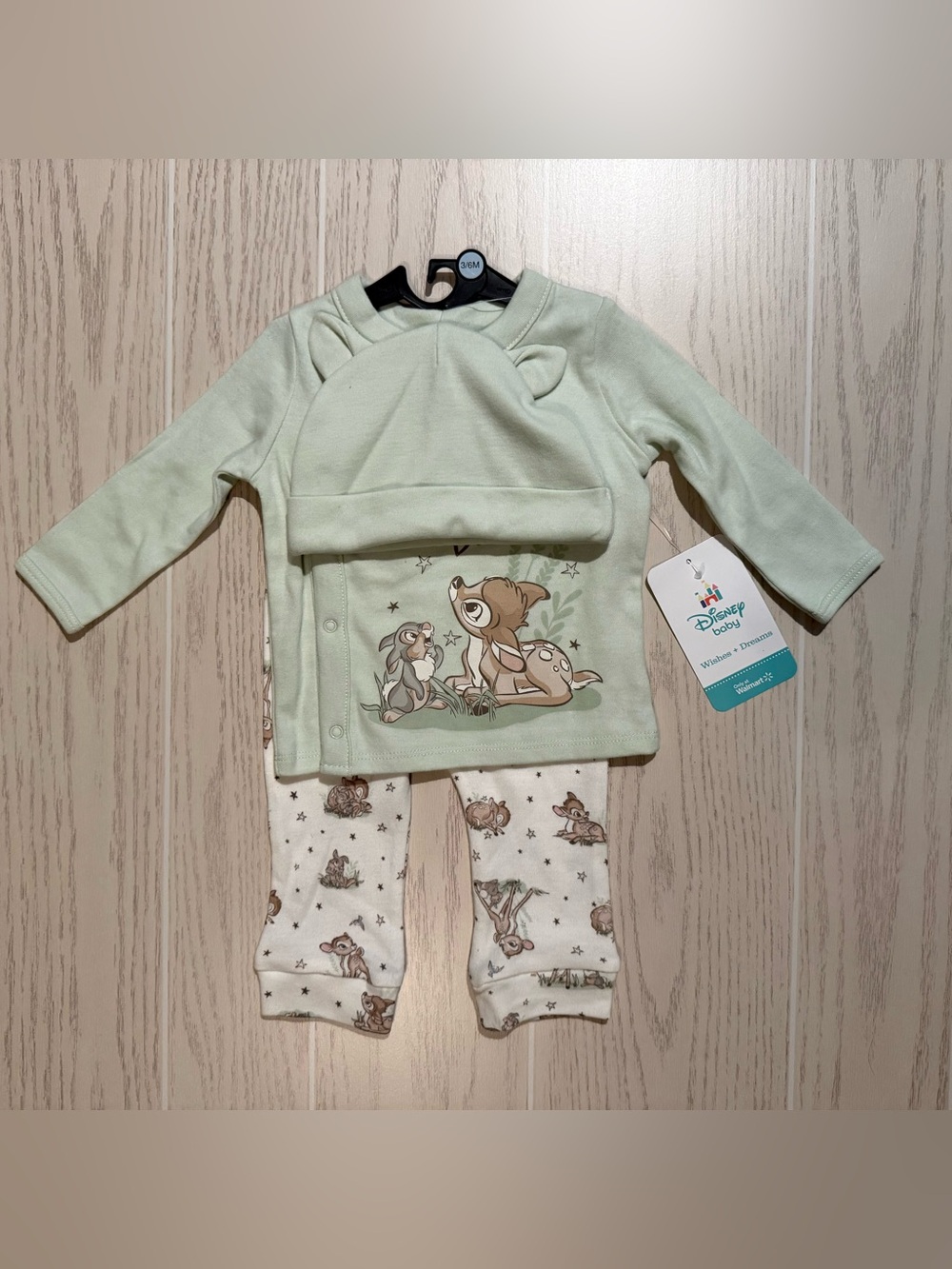 Disney Baby Bambi Baby Boys 3-6M Green 3-Piece Outfit Set NWT